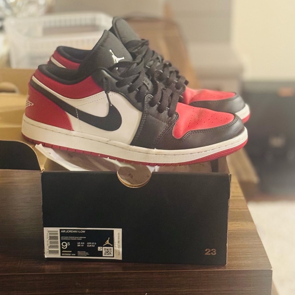 Jordan Red and Black Low Sneakers